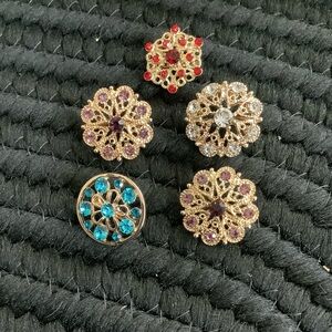 Elegant Gold and Multicolor Floral Scatter Pins